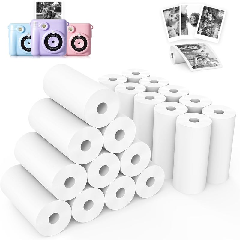 Phetium 20 Rolls Kids Camera Instant Print Refill Paper Set, HD Printing Thermal Paper for Most Kids Instant Camera Photo Print (White-20 Rolls) - Image 1